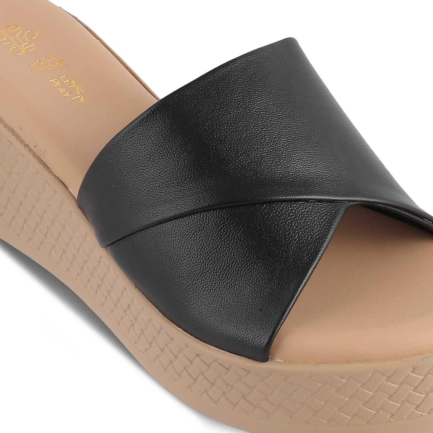 The Sedge Black Women's Casual Wedge Sandals Tresmode