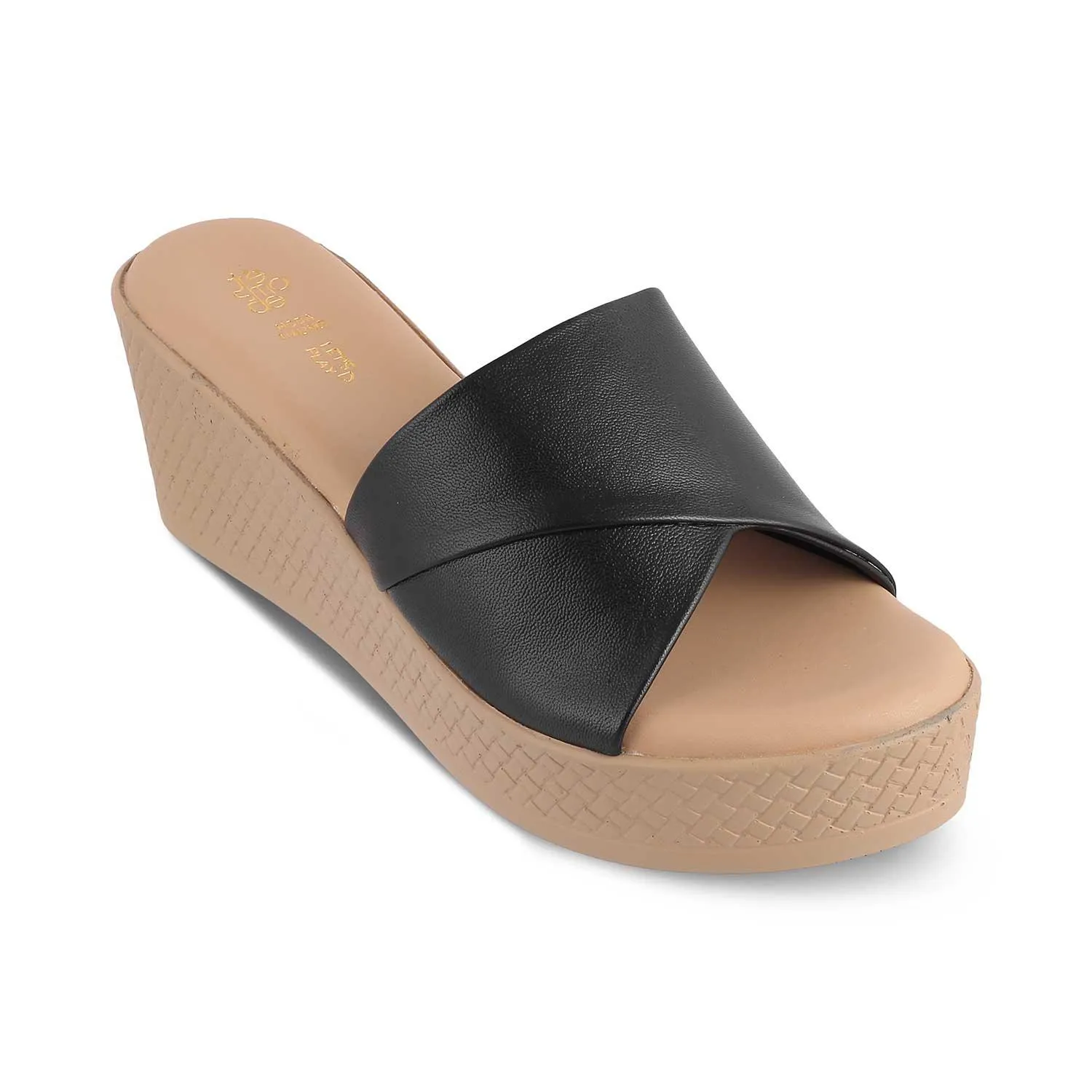 The Sedge Black Women's Casual Wedge Sandals Tresmode