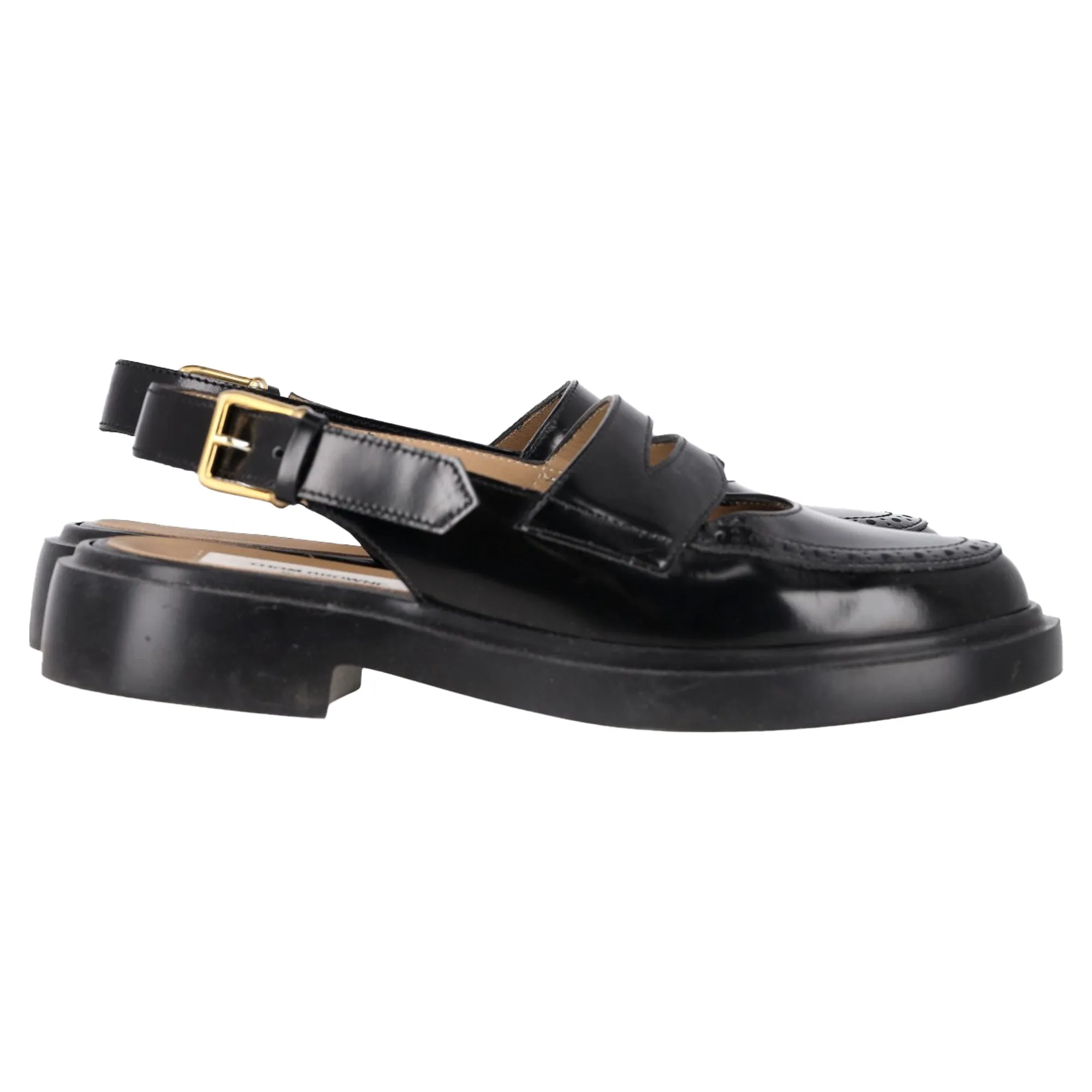 Thom Browne Slingback Penny Loafers in Black Leather
