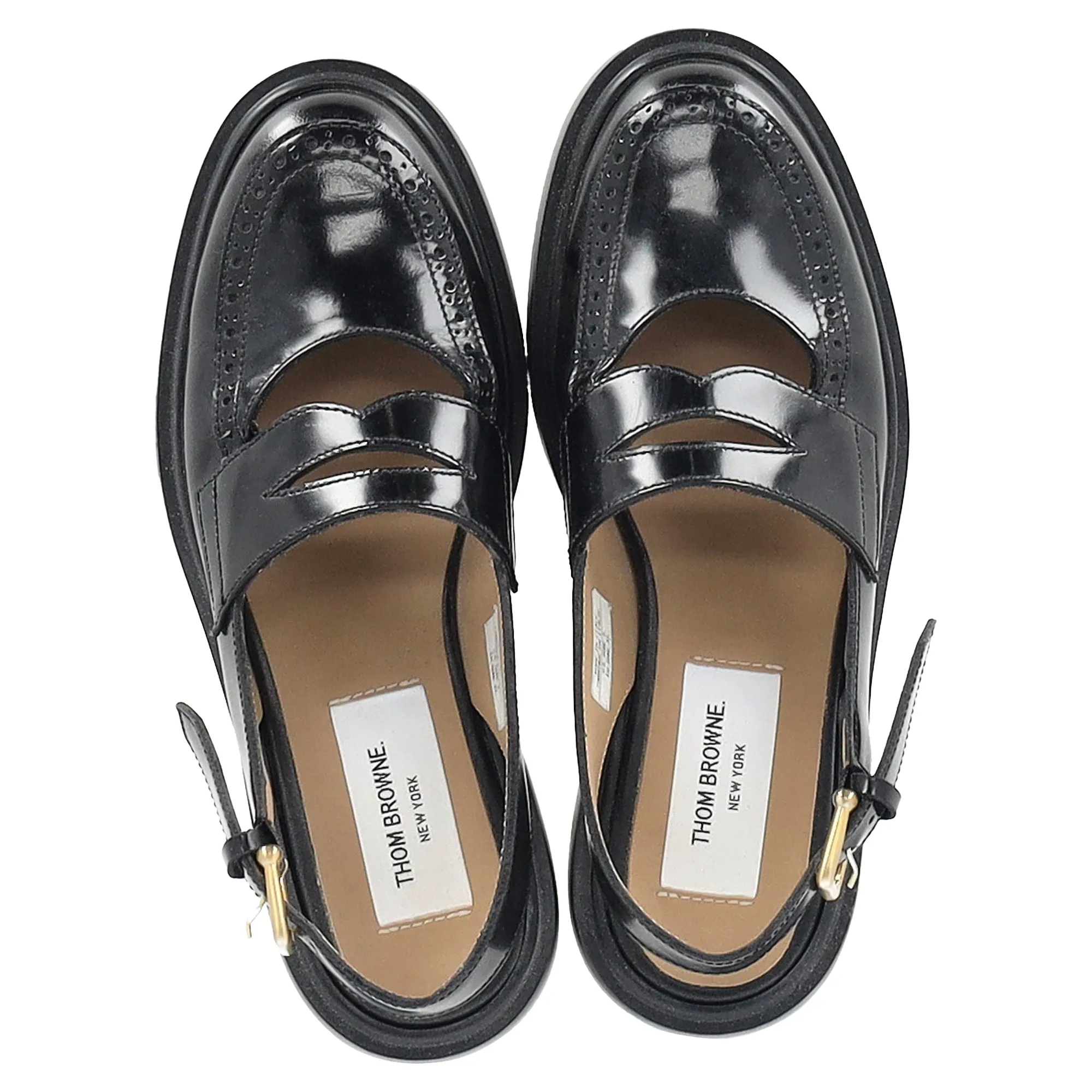 Thom Browne Slingback Penny Loafers in Black Leather