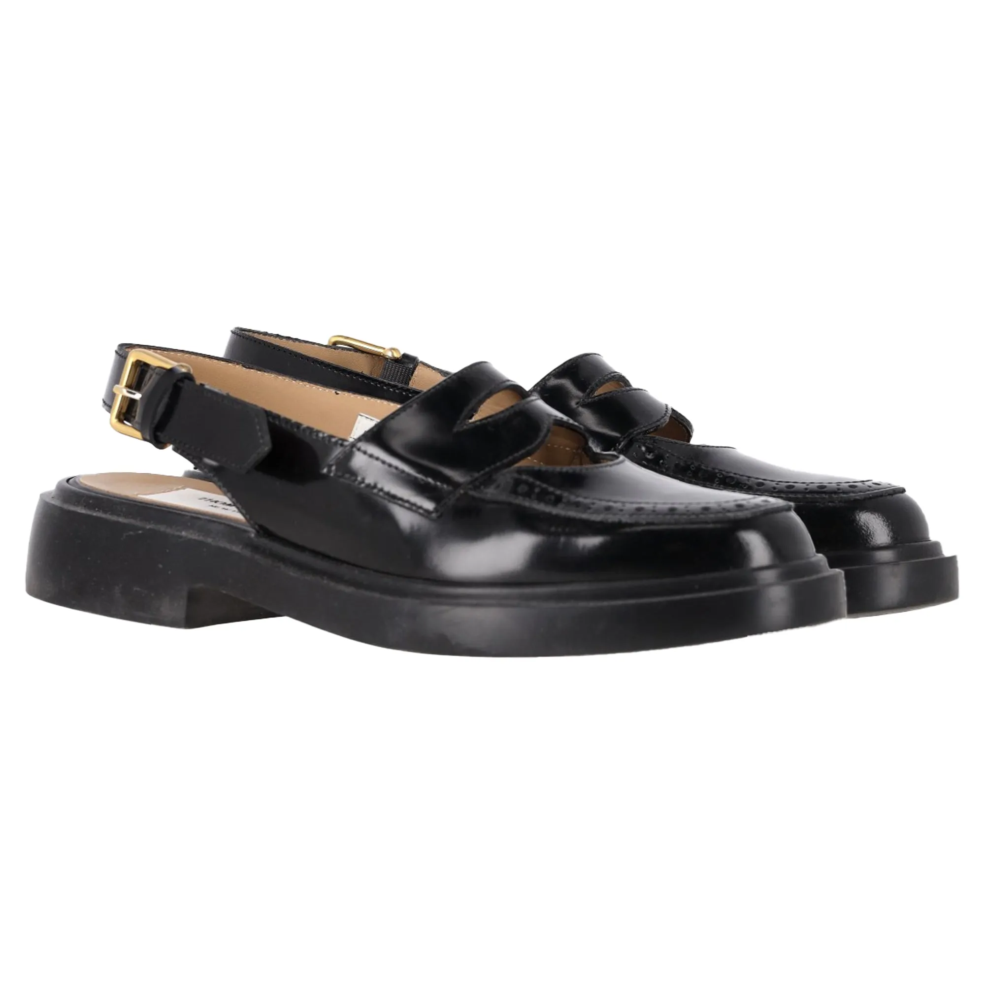 Thom Browne Slingback Penny Loafers in Black Leather