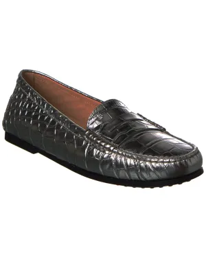 TOD��s Gommino Croc-Embossed Leather Loafer