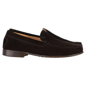 Tod's Logo Loafers in Brown Suede