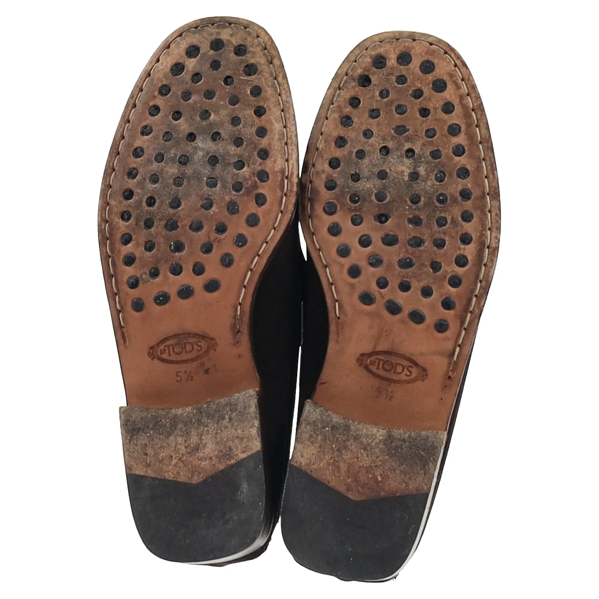 Tod's Logo Loafers in Brown Suede