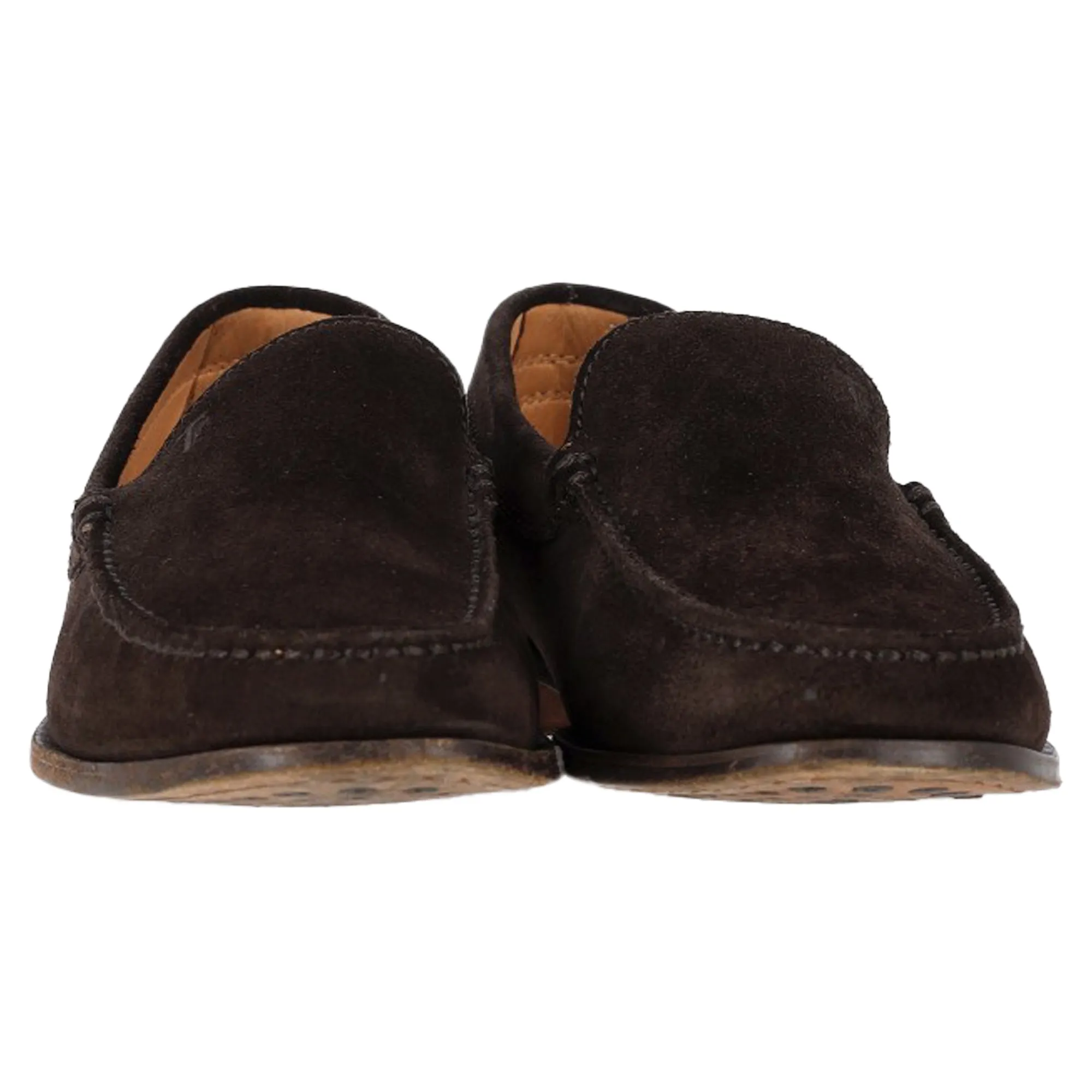 Tod's Logo Loafers in Brown Suede