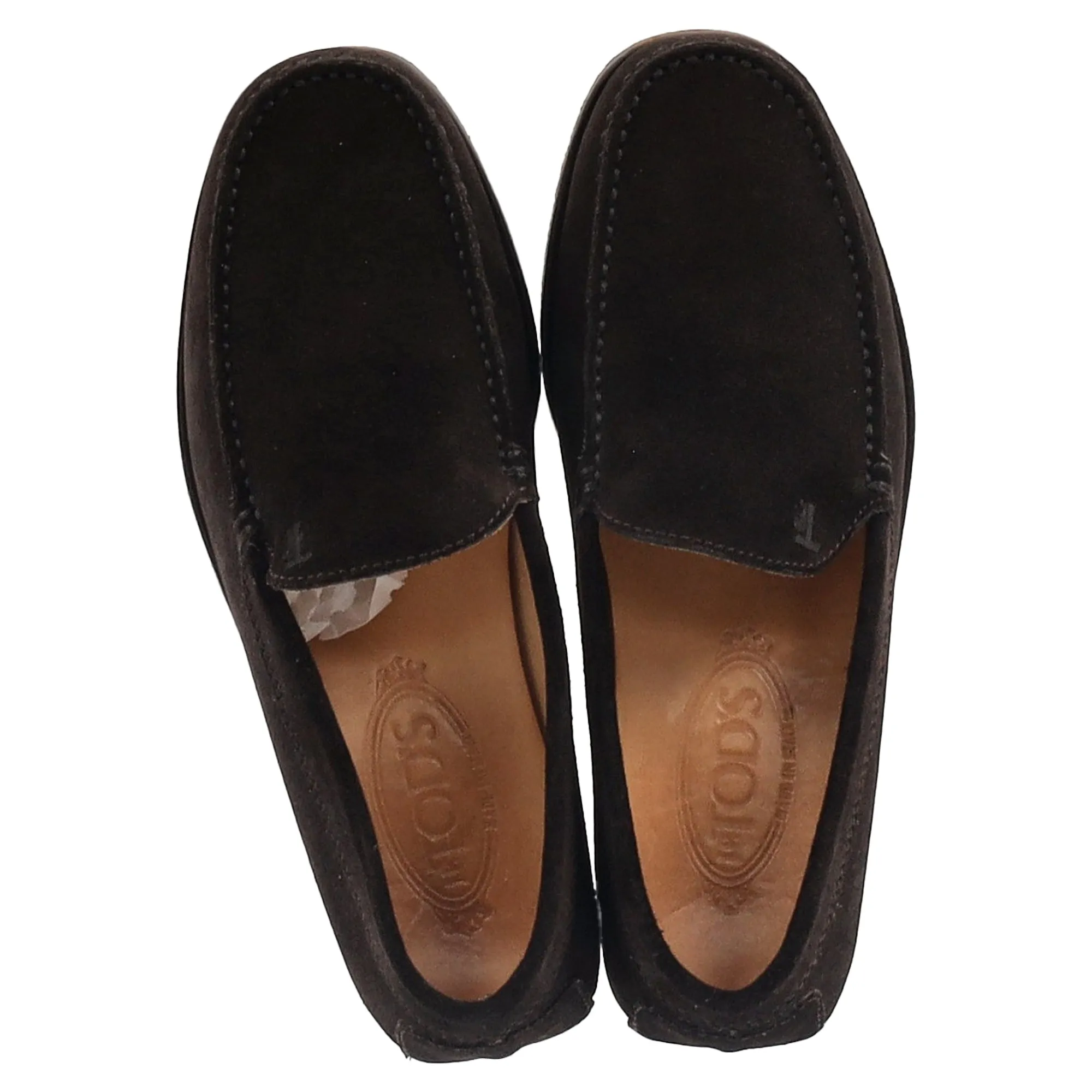 Tod's Logo Loafers in Brown Suede