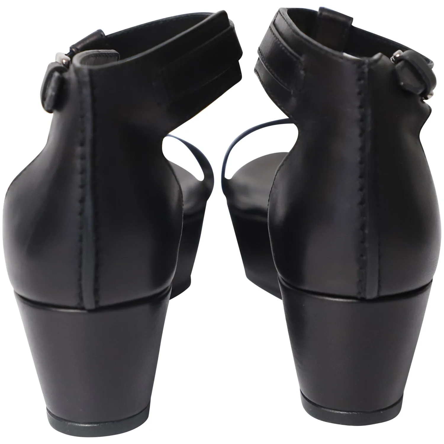 Tod's T-Strap Wedge Platform Ankle Strap Sandals in Black Leather