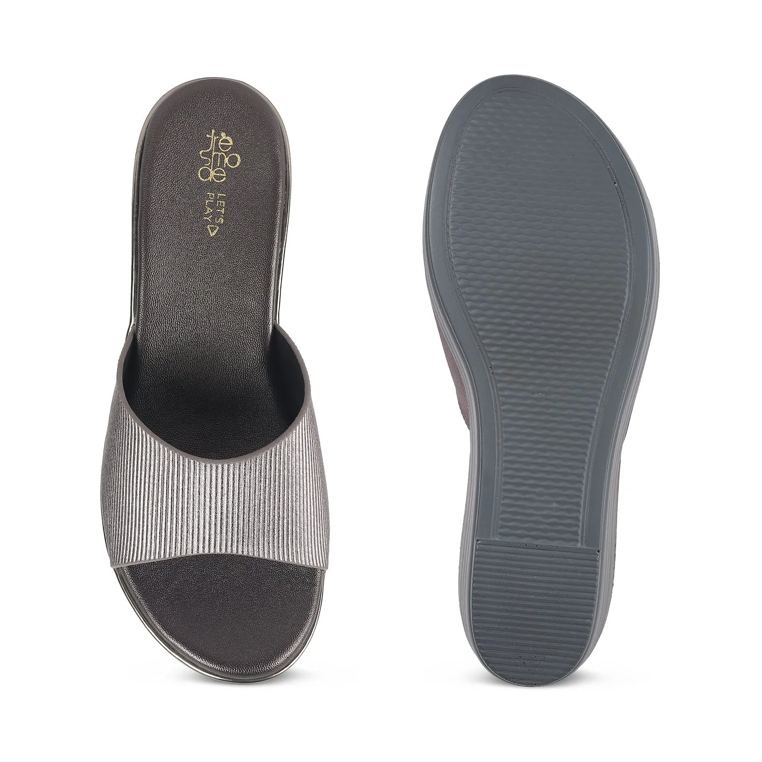 Tresmode Ance Pewter Women's Dress Wedge Sandals
