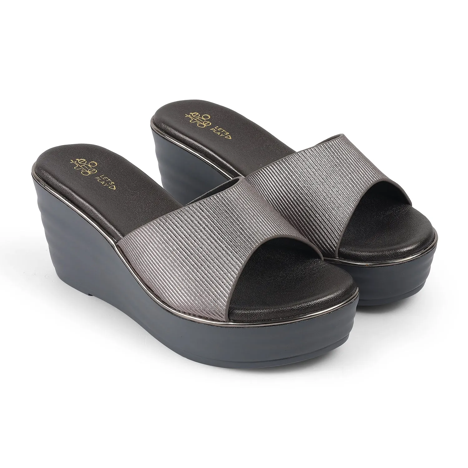 Tresmode Ance Pewter Women's Dress Wedge Sandals