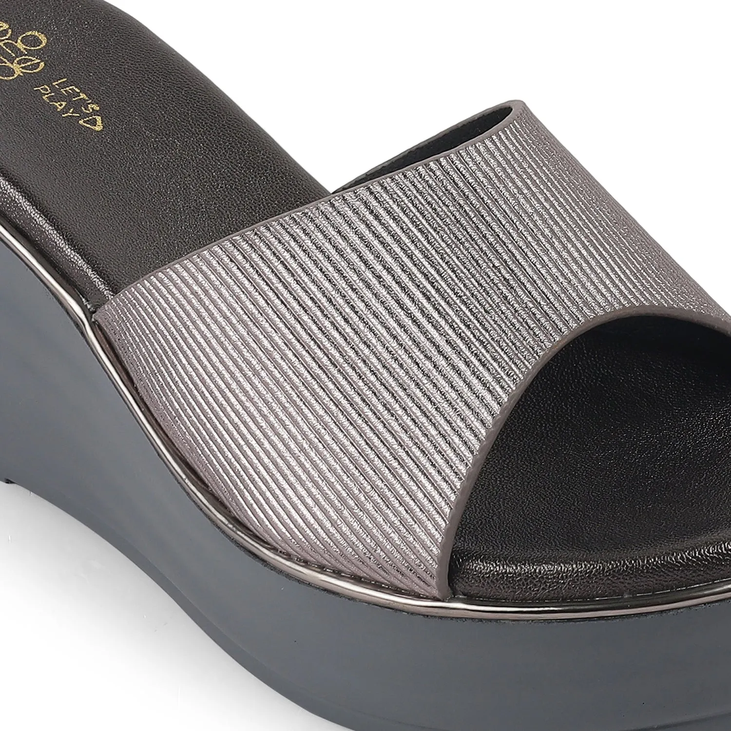 Tresmode Ance Pewter Women's Dress Wedge Sandals