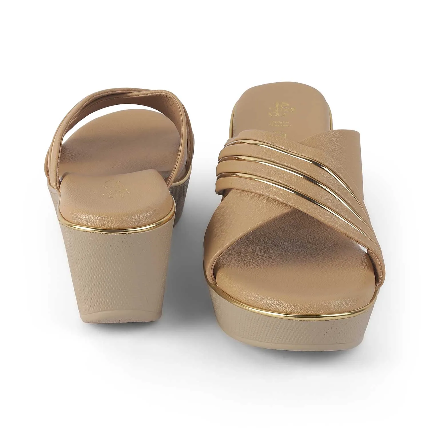 Tresmode Boise Beige Women's Dress Wedge Sandals
