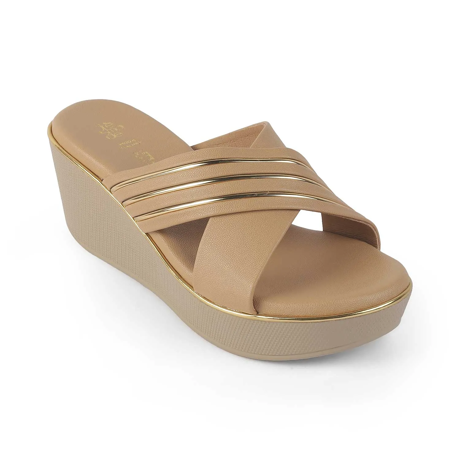 Tresmode Boise Beige Women's Dress Wedge Sandals