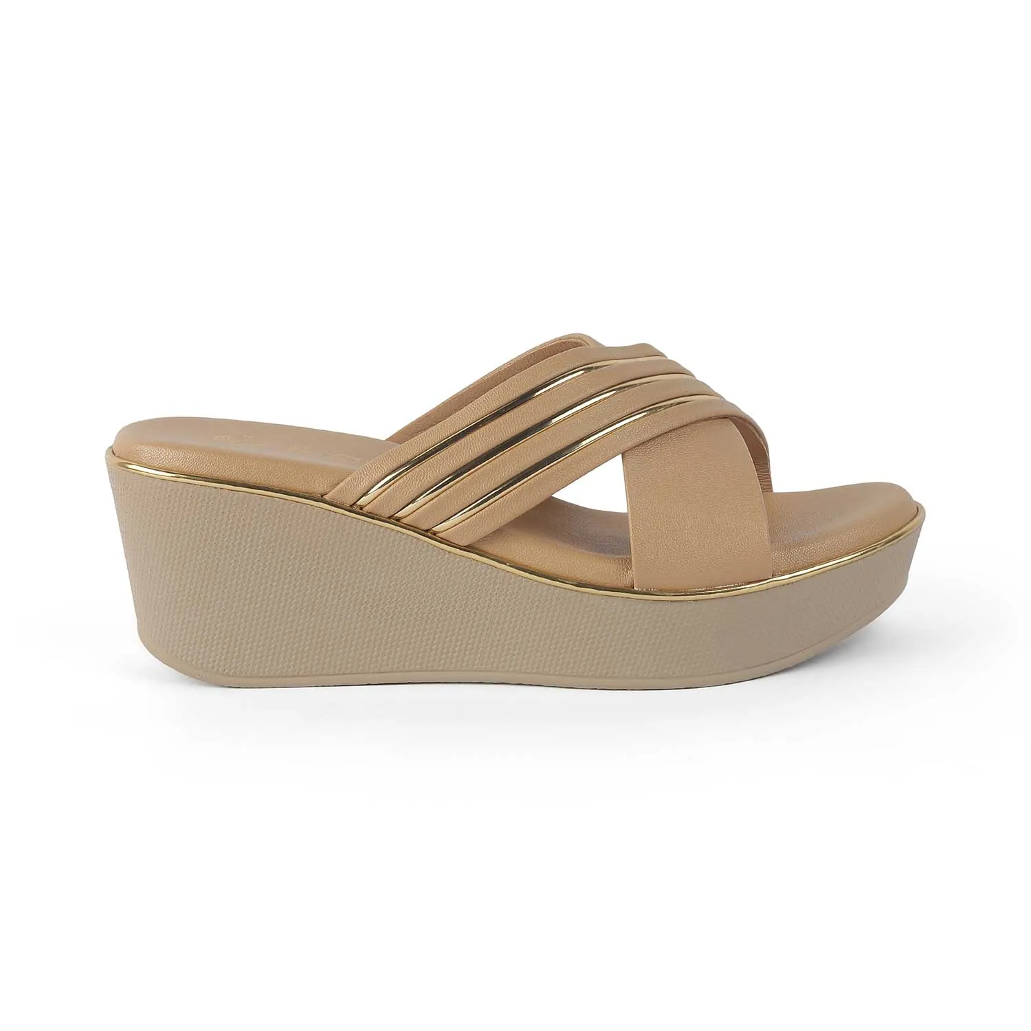 Tresmode Boise Beige Women's Dress Wedge Sandals