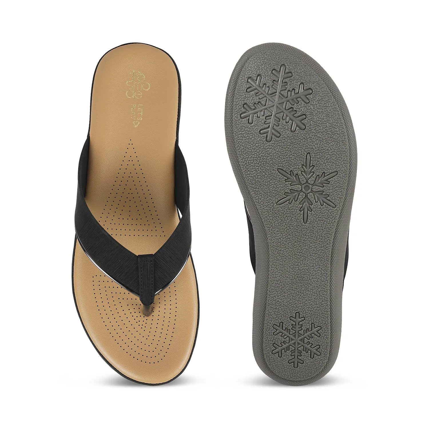 Tresmode Cefro Black Women's Casual Platform Flats