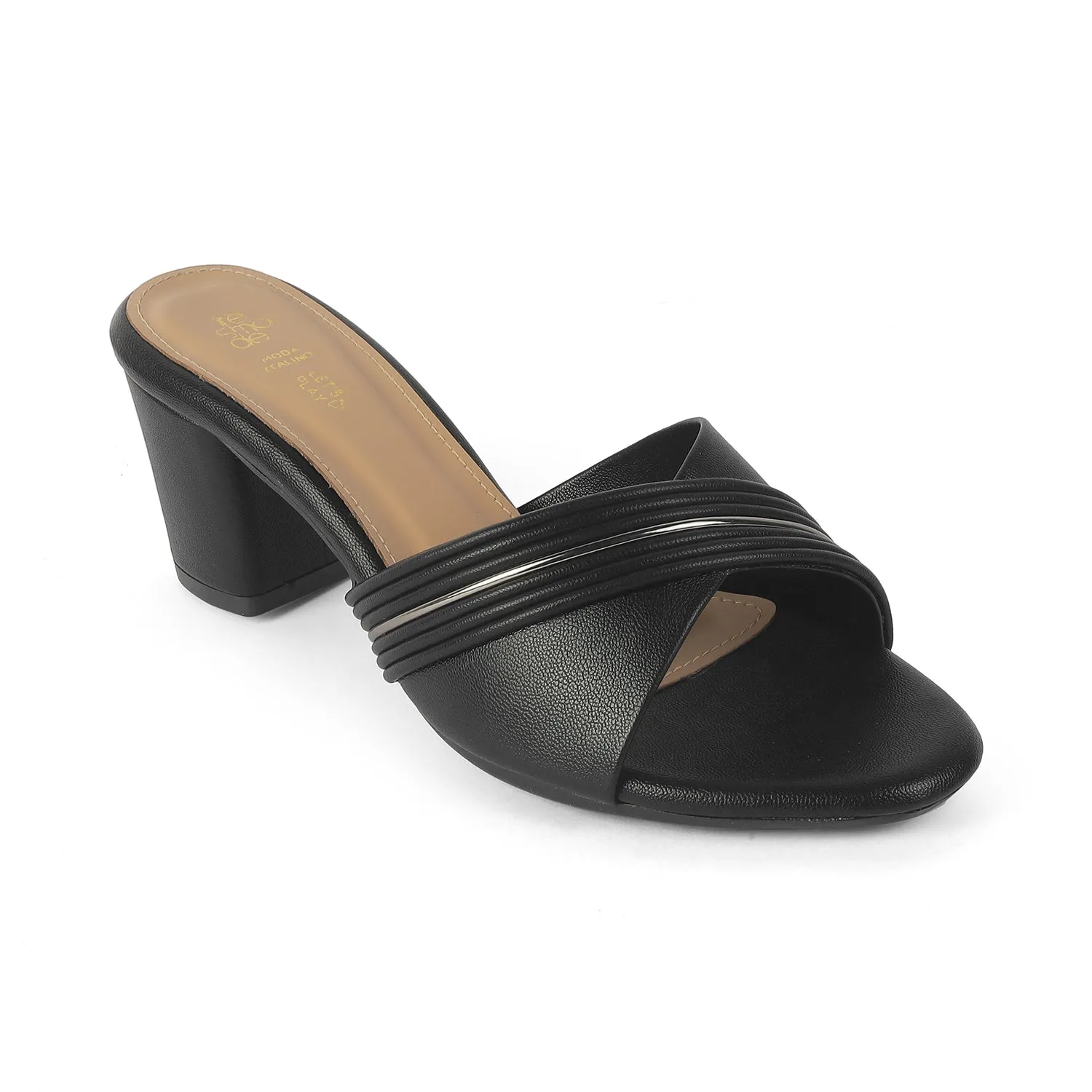 Tresmode Driv Black Women's Dress Block Heel Sandals