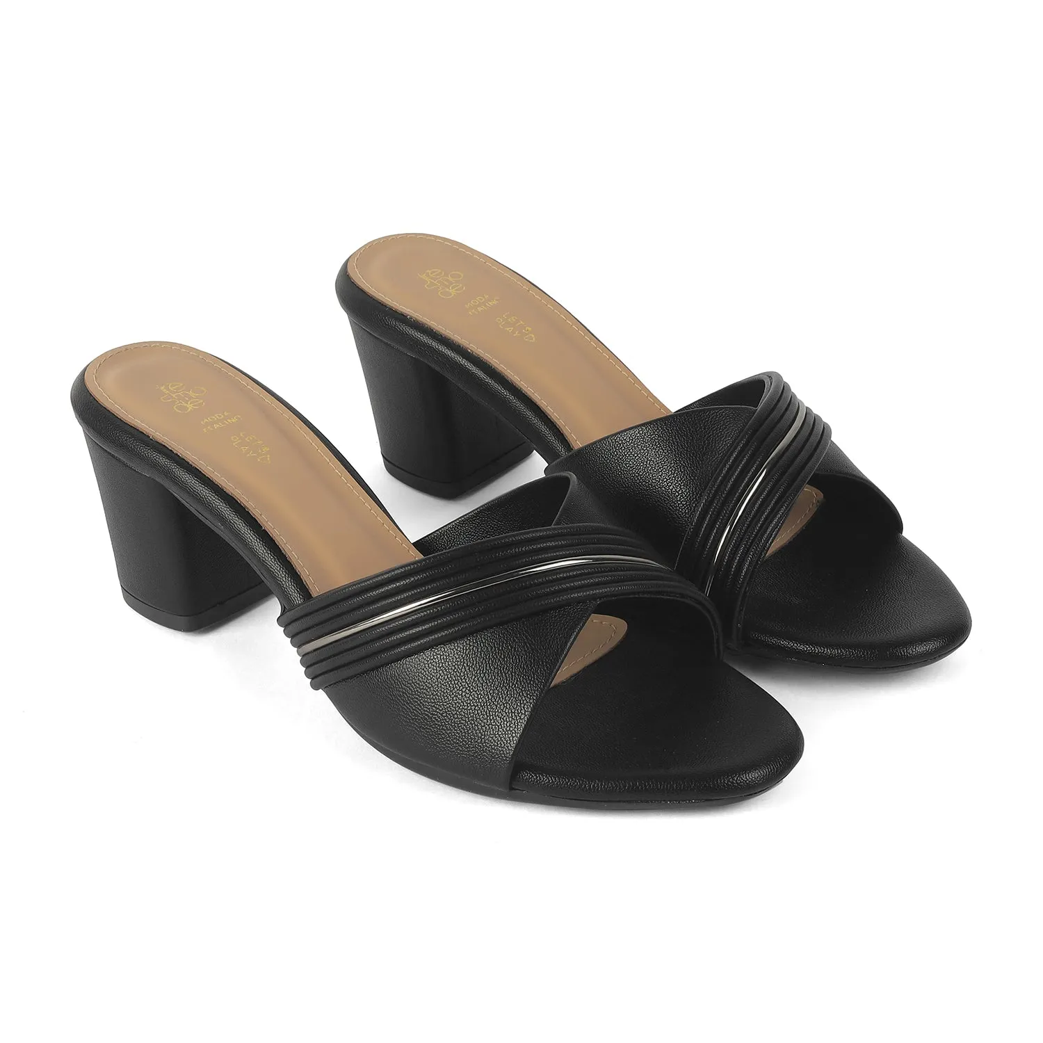 Tresmode Driv Black Women's Dress Block Heel Sandals