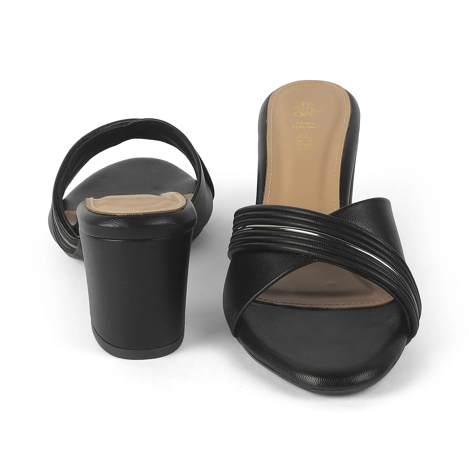 Tresmode Driv Black Women's Dress Block Heel Sandals