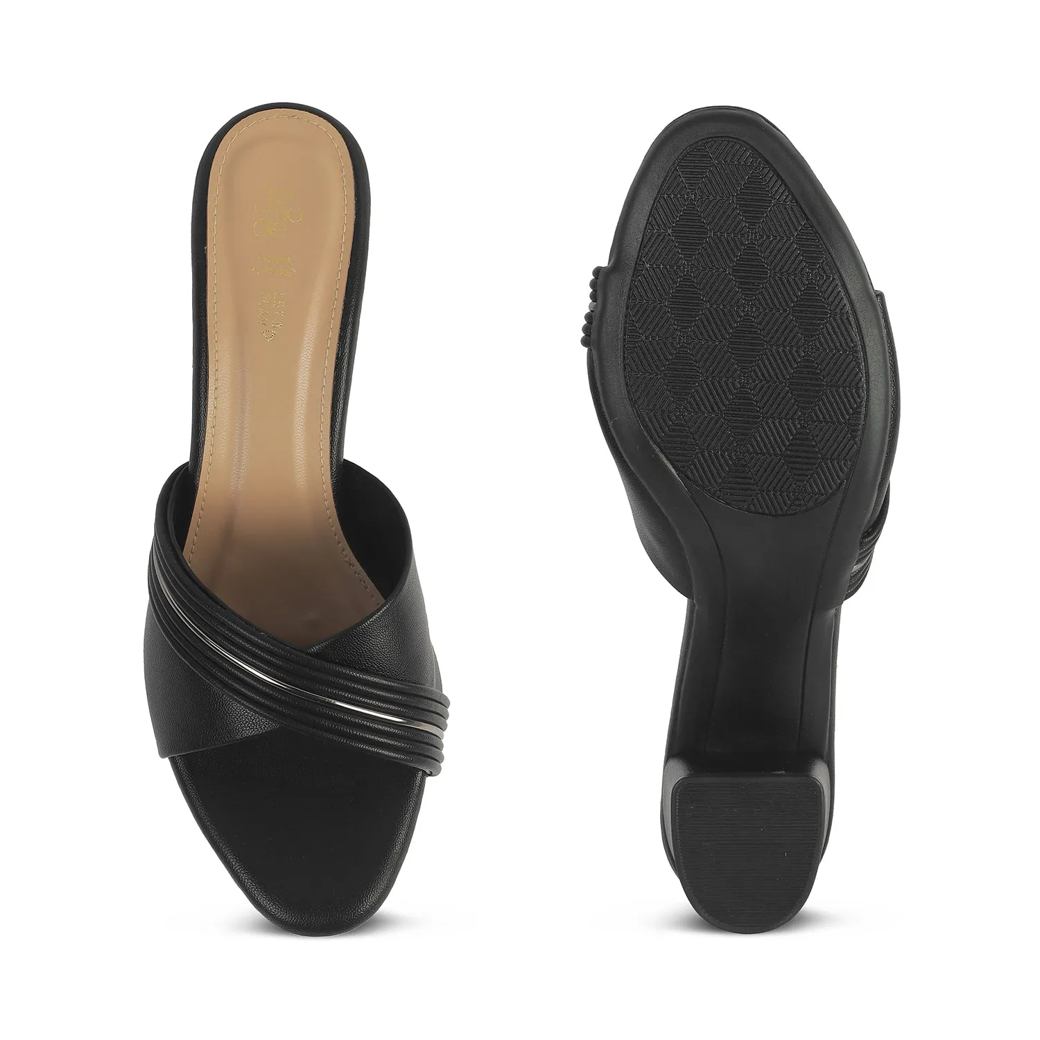 Tresmode Driv Black Women's Dress Block Heel Sandals