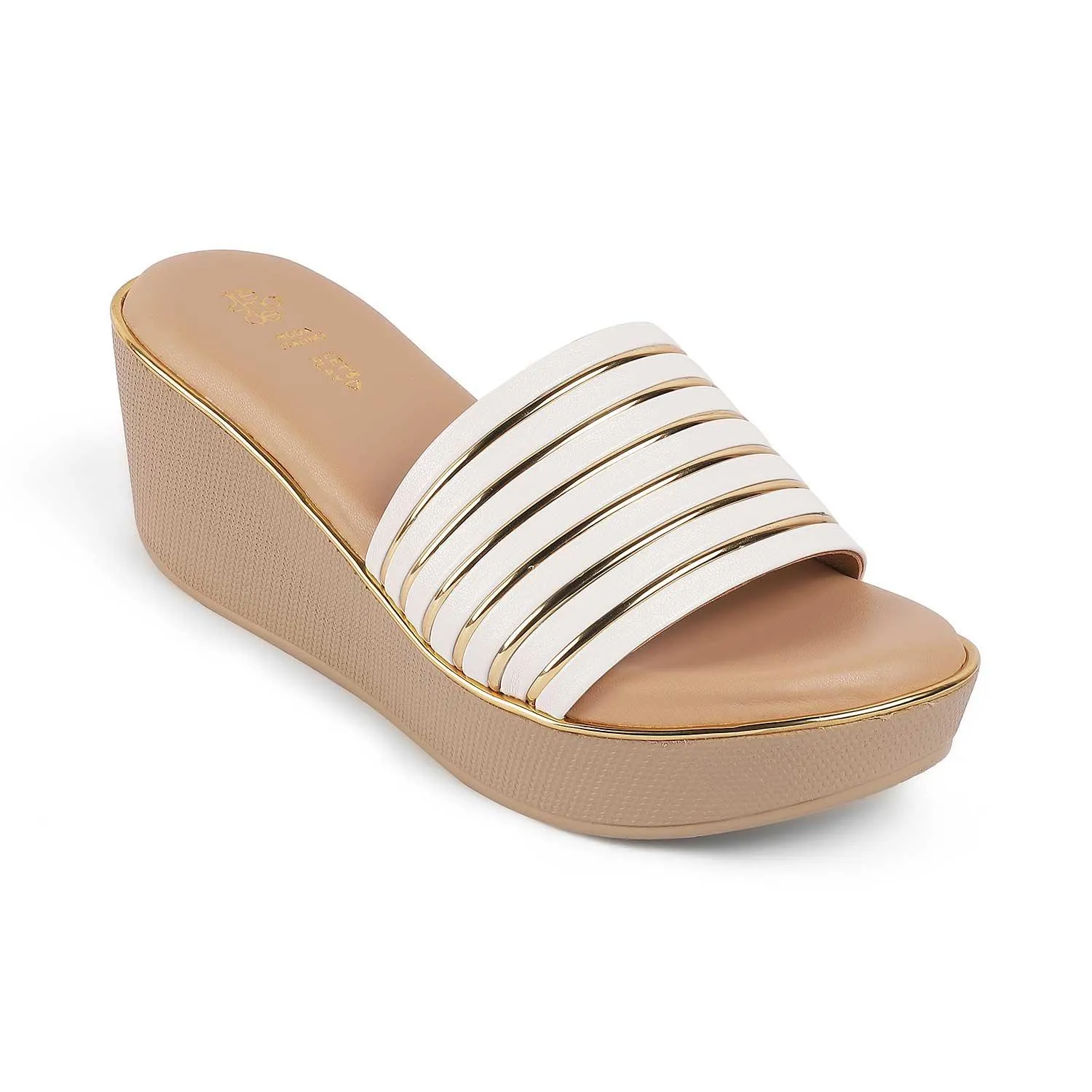 Tresmode Mestr White Women's Dress Wedge Sandals