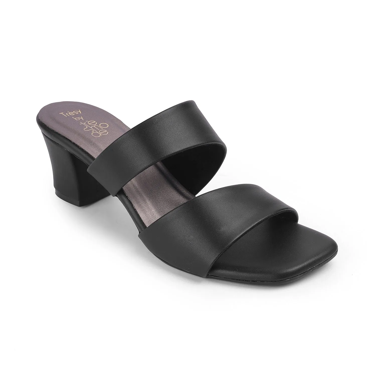 Tresmode Satania TMS-2 Black Women's Dress Block Heel Sandals