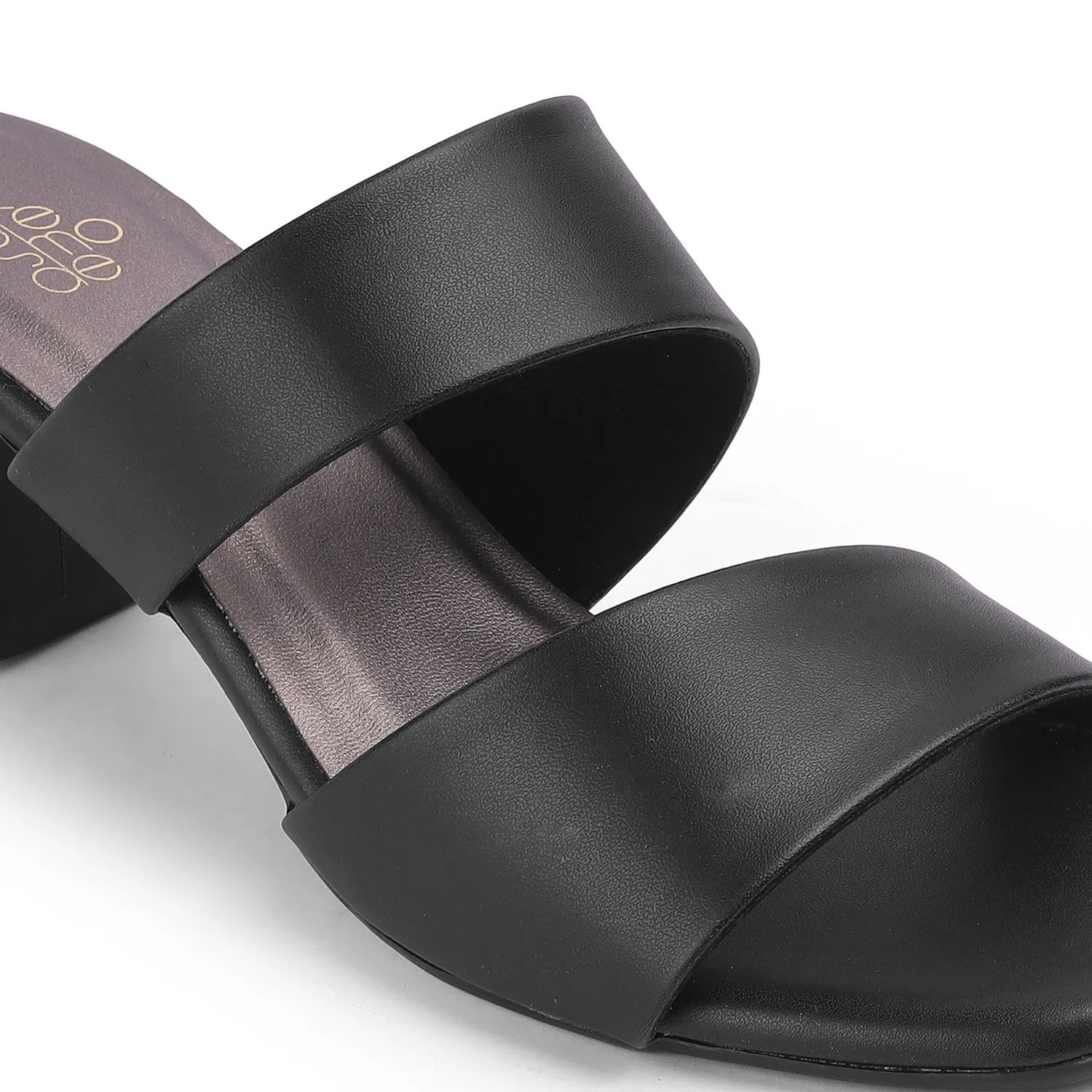 Tresmode Satania TMS-2 Black Women's Dress Block Heel Sandals