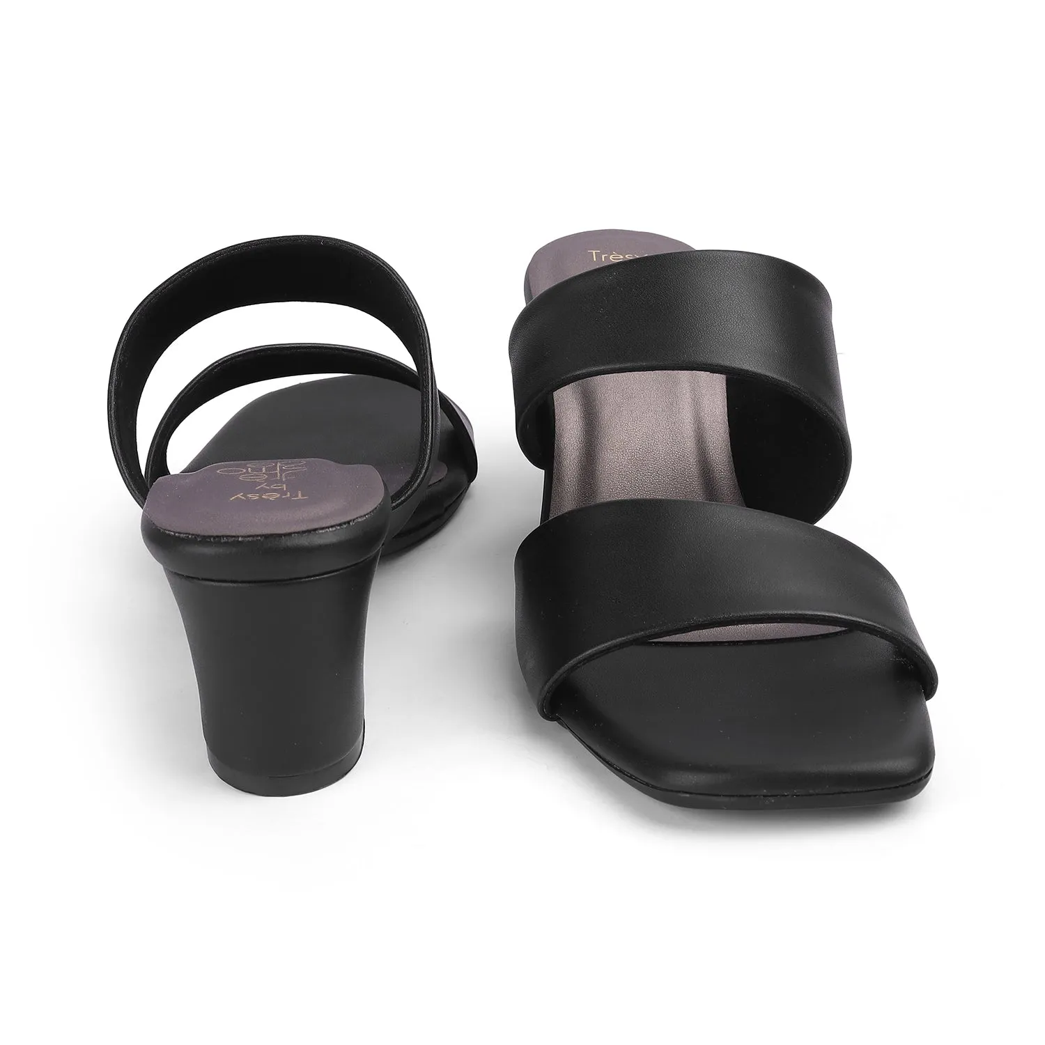 Tresmode Satania TMS-2 Black Women's Dress Block Heel Sandals