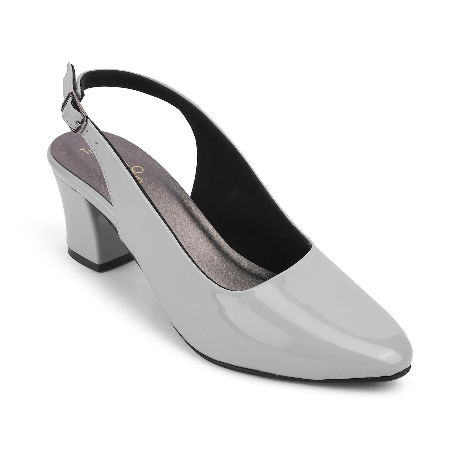 Tresmode Snump TMS-6 Grey Women's Dress Block Heel Slingback Pumps