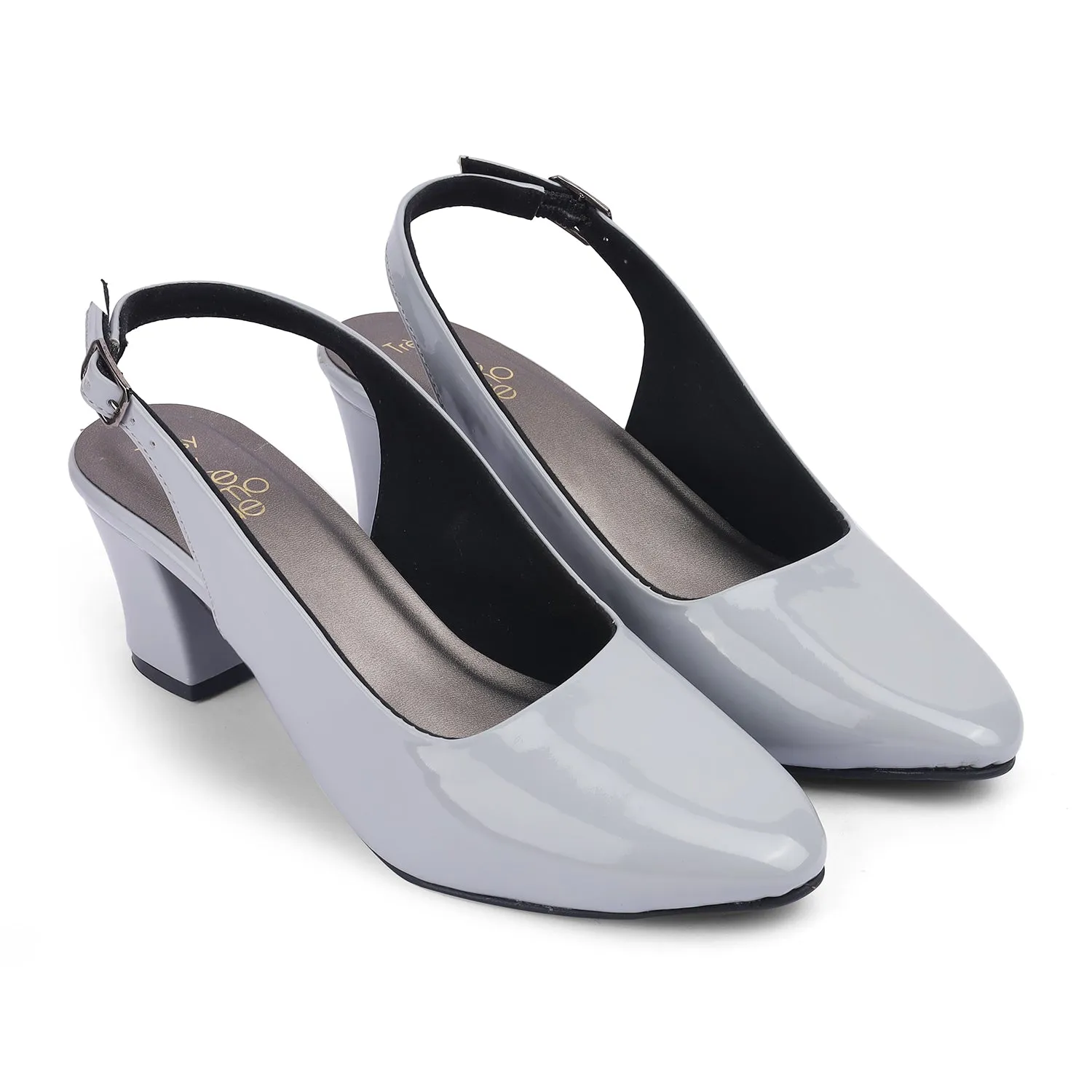 Tresmode Snump TMS-6 Grey Women's Dress Block Heel Slingback Pumps