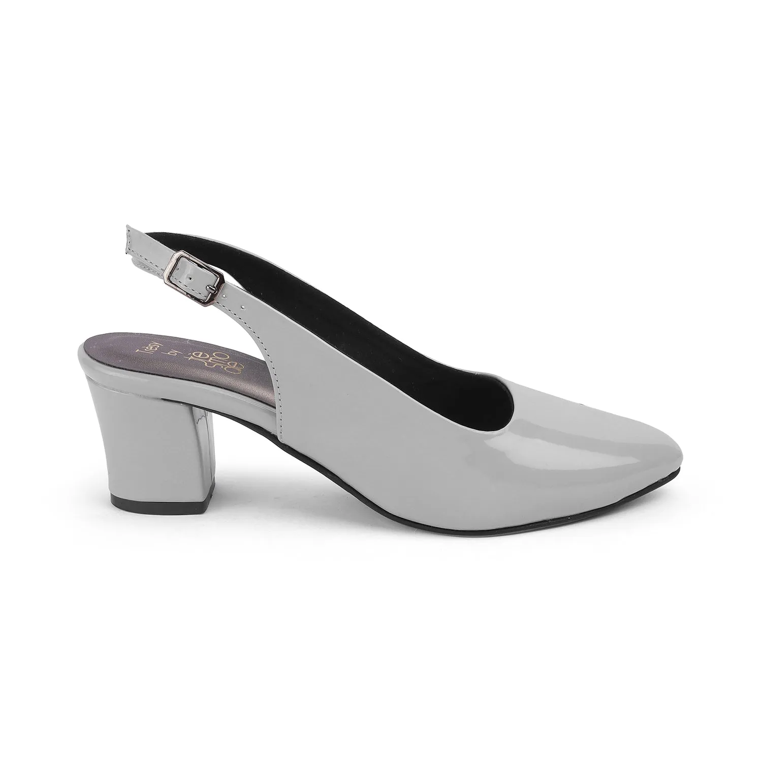 Tresmode Snump TMS-6 Grey Women's Dress Block Heel Slingback Pumps