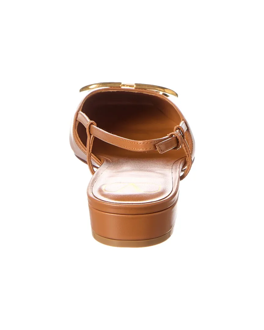 Valentino VLogo Leather Slingback Flat