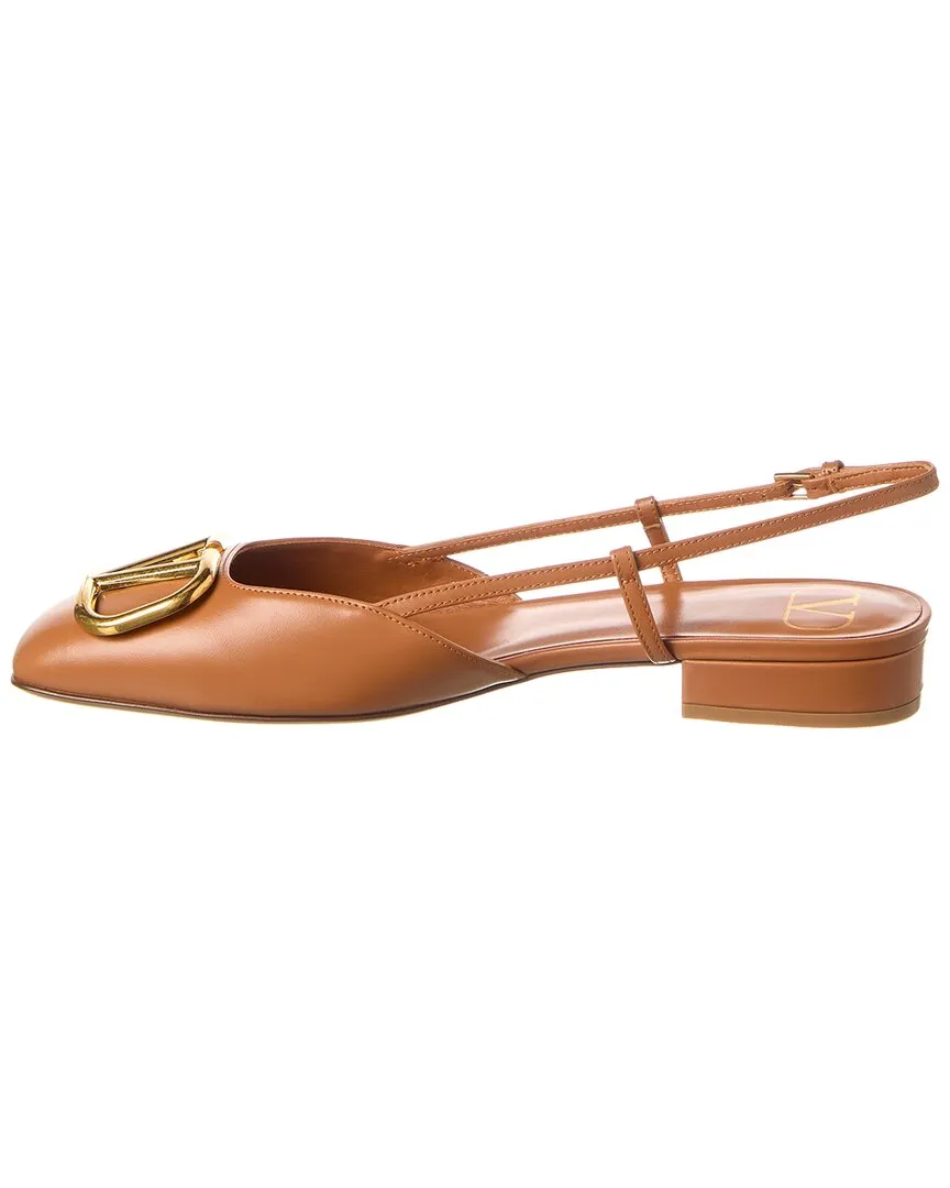 Valentino VLogo Leather Slingback Flat