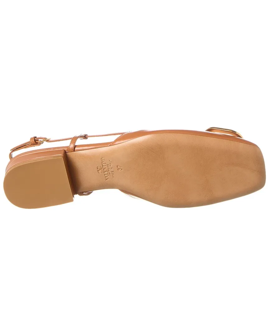 Valentino VLogo Leather Slingback Flat