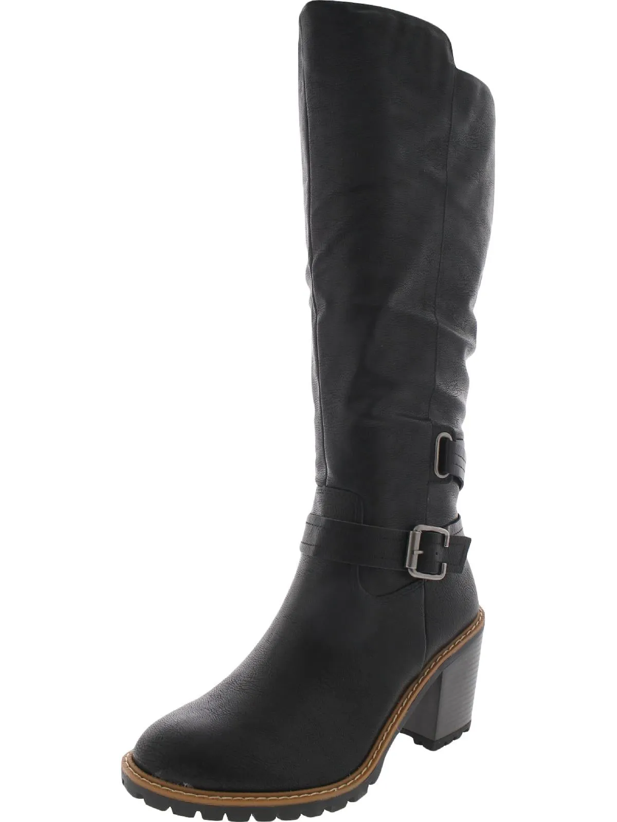 Viviaan Womens Faux Leather Zipper Knee-High Boots