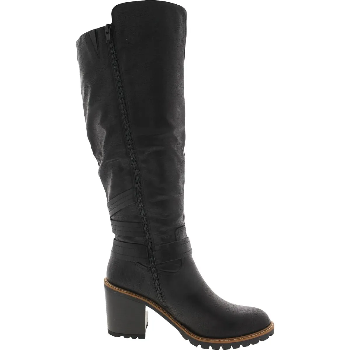 Viviaan Womens Faux Leather Zipper Knee-High Boots