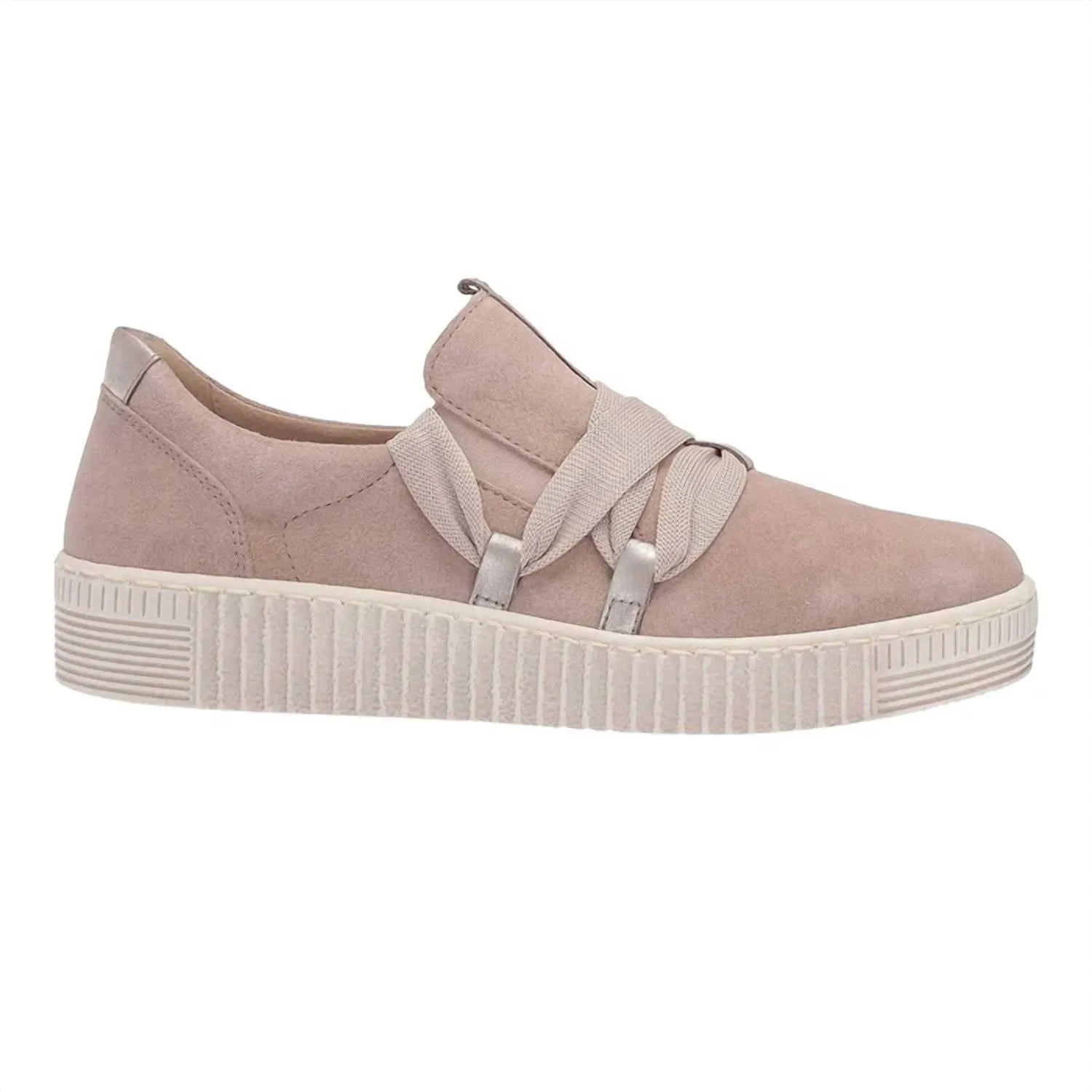 Women Big Ribbon Lace Sneaker In Silk,beige