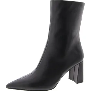 Womens Block Heel Pointed Toe Mid-Calf Boots