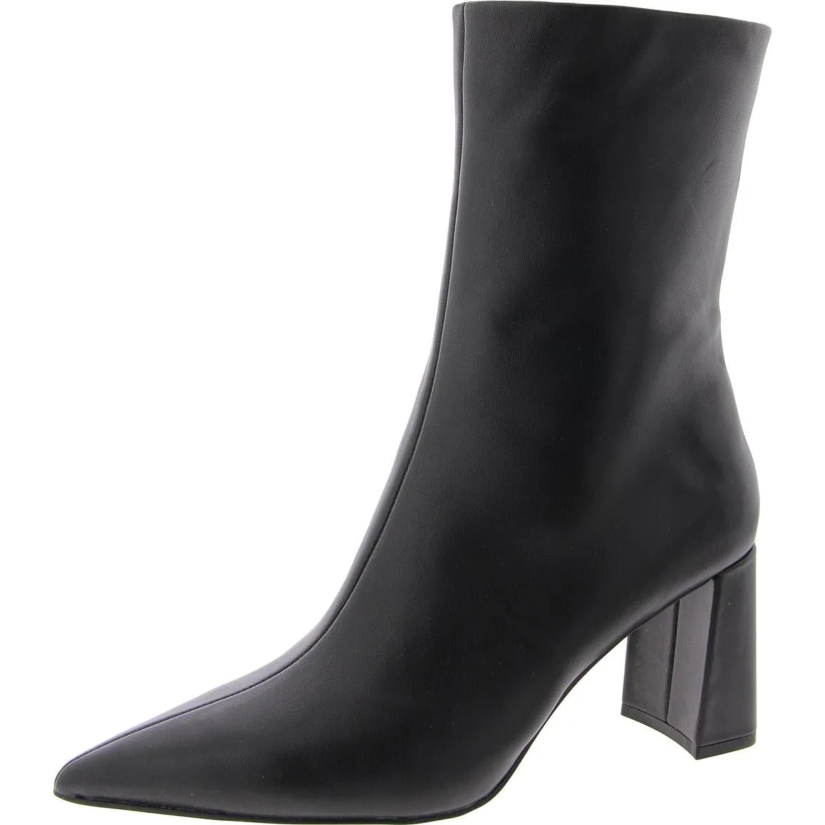 Womens Block Heel Pointed Toe Mid-Calf Boots