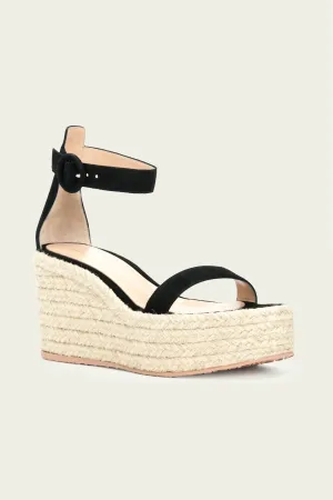 Women's Braided Suede Platform Sandals In Black Natural