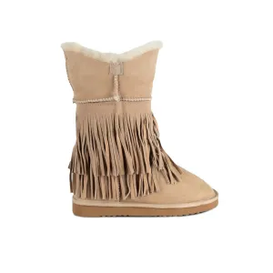 Women's Classic Fringed Sheepskin Boot In Sand