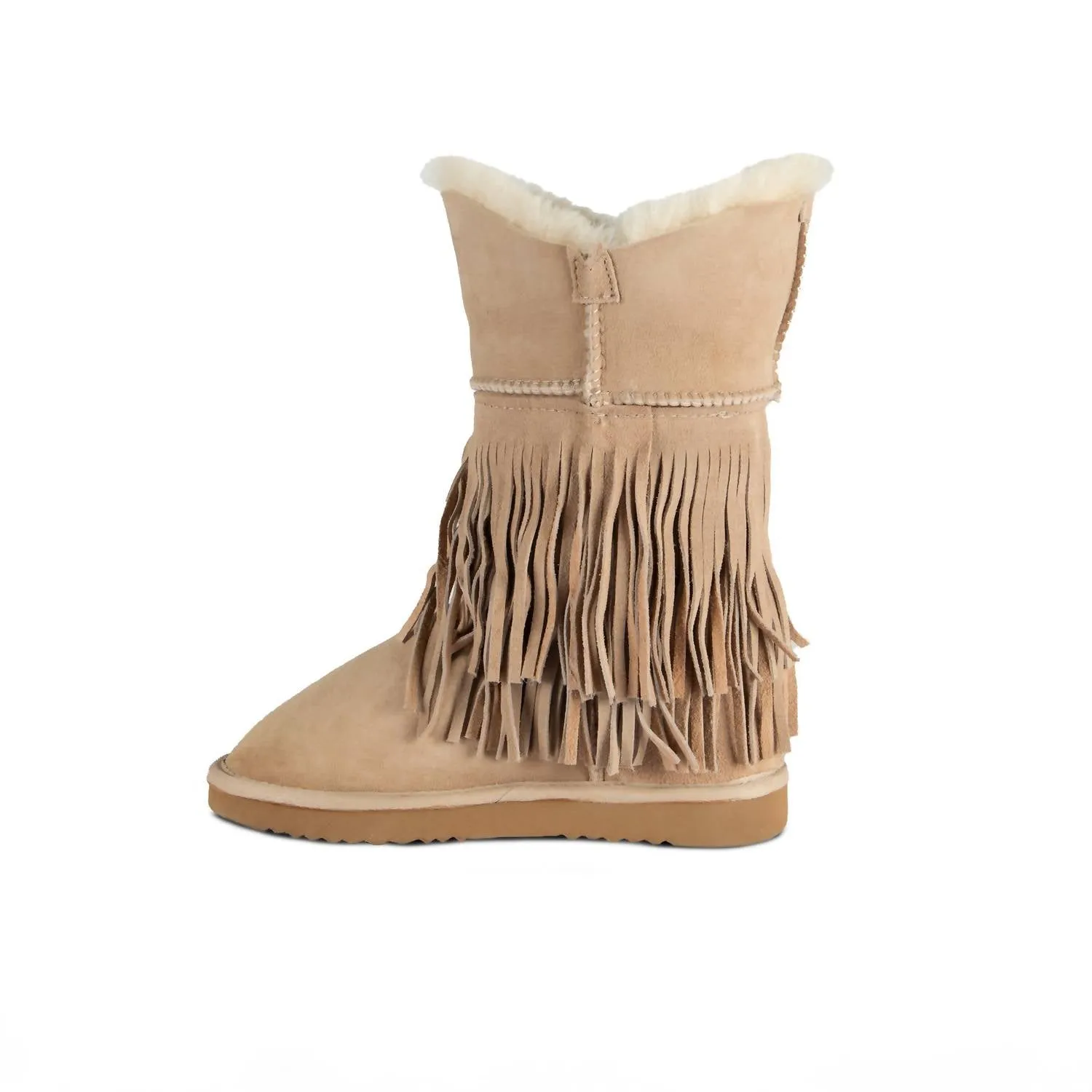 Women's Classic Fringed Sheepskin Boot In Sand