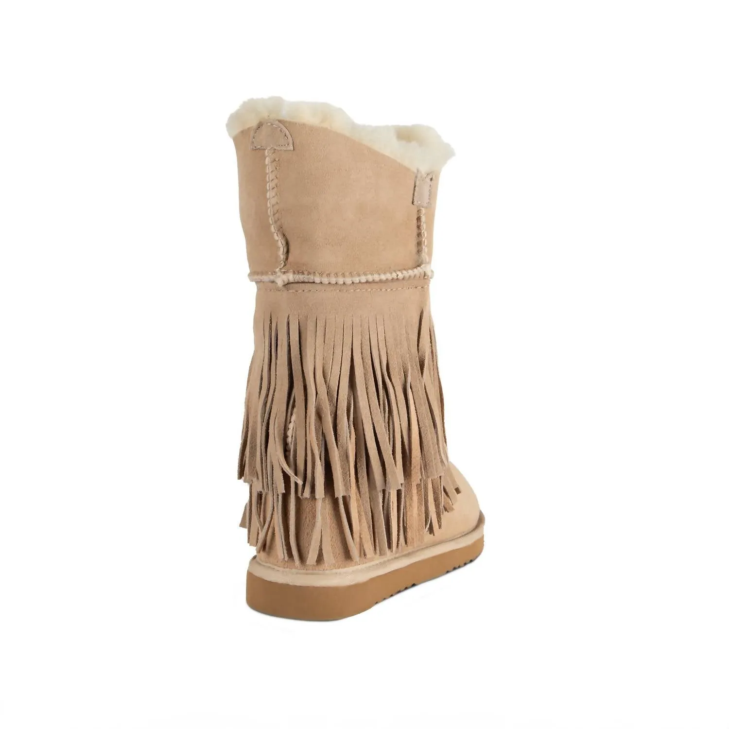 Women's Classic Fringed Sheepskin Boot In Sand