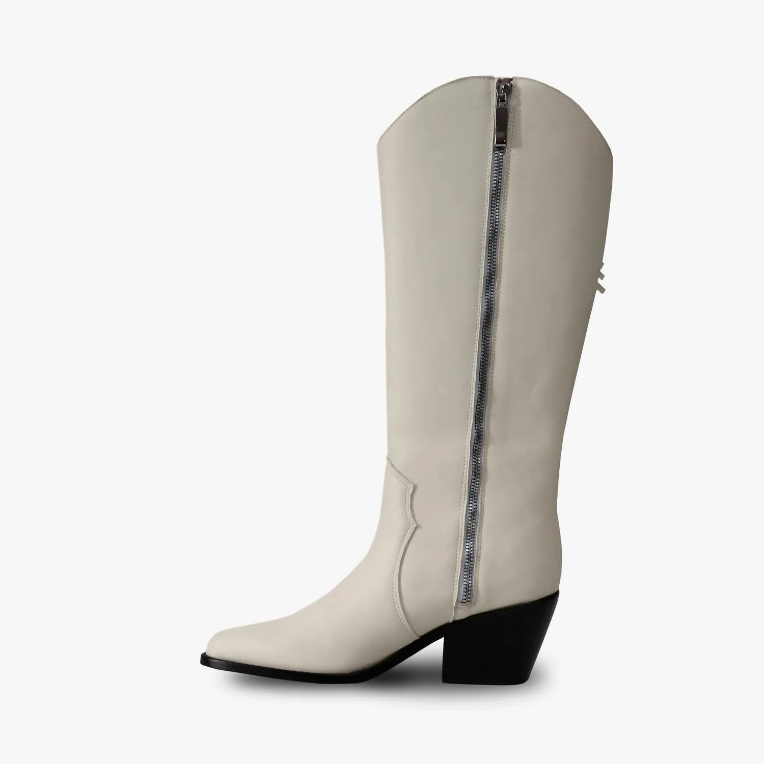 Women's Knee-High Premium Leather Ely Boots In White