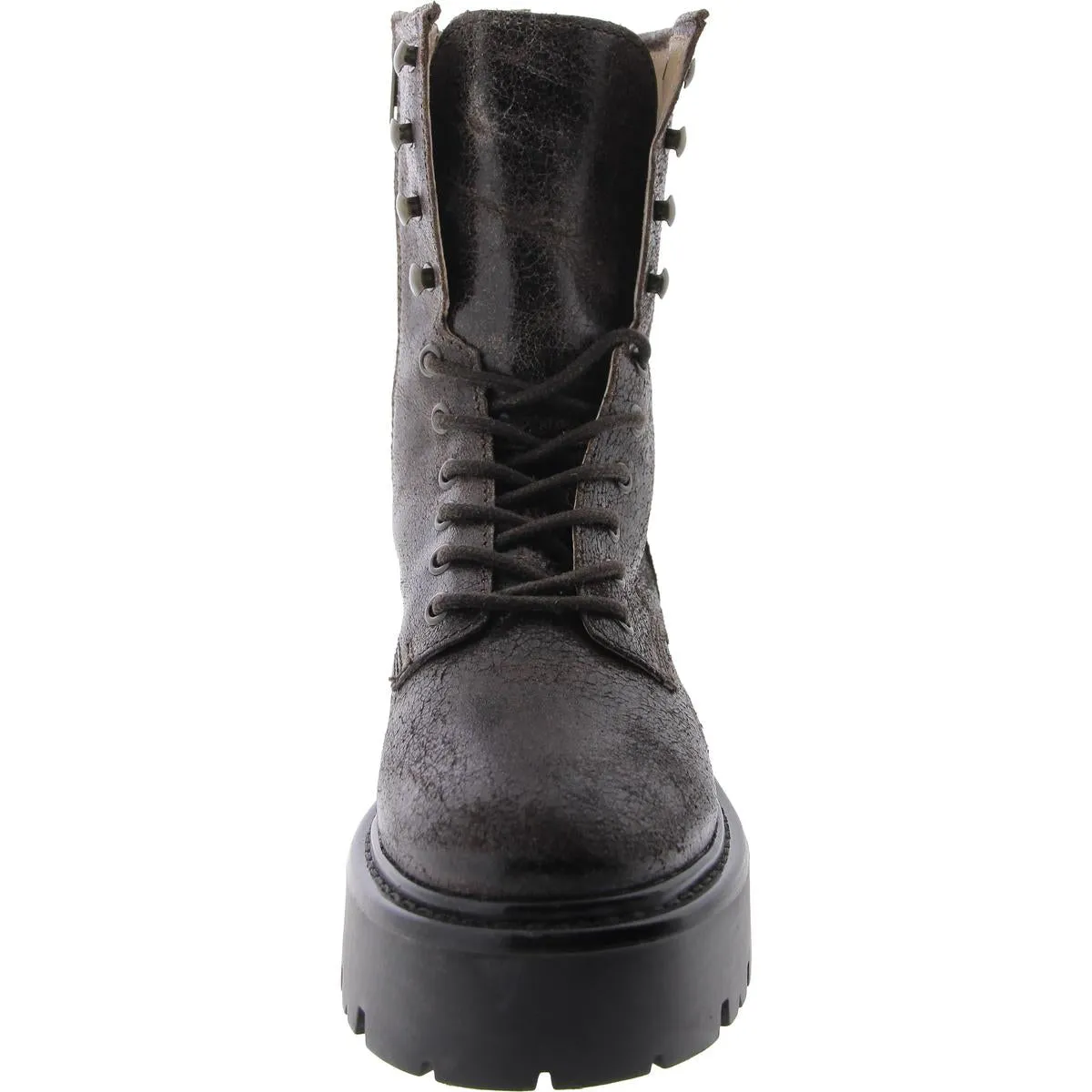 Womens Leather Ankle Combat & Lace-Up Boots