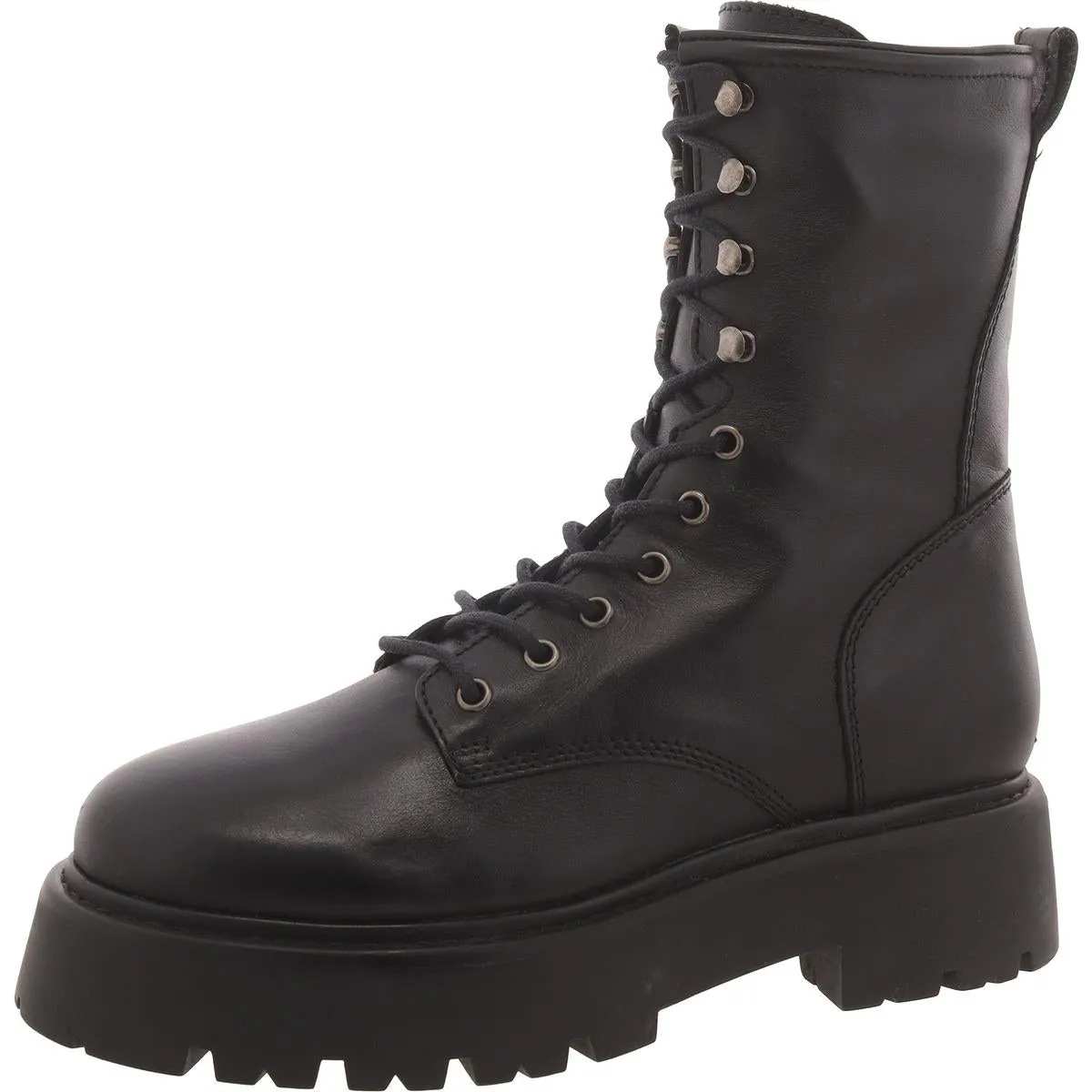 Womens Leather Ankle Combat & Lace-Up Boots