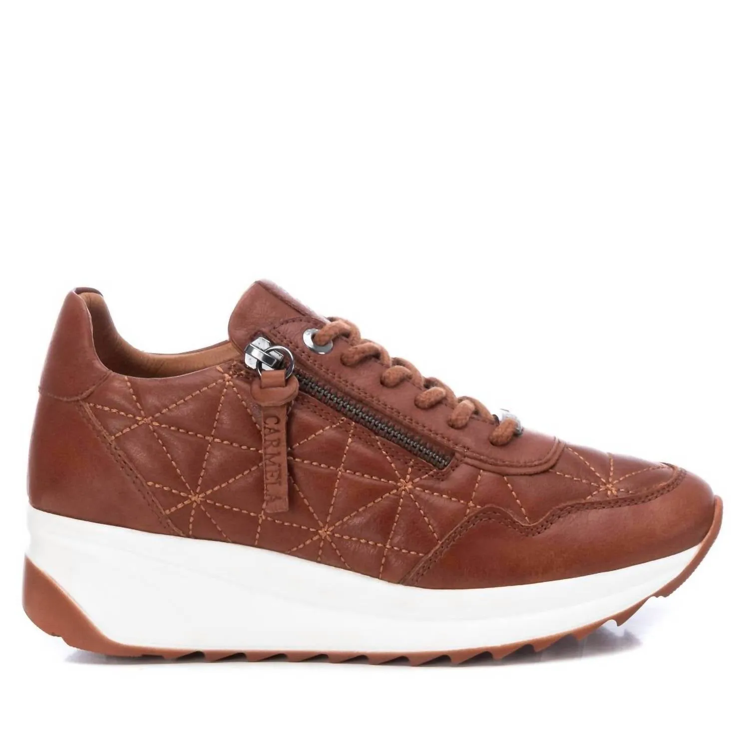 Women's Leather Sneakers In Camel