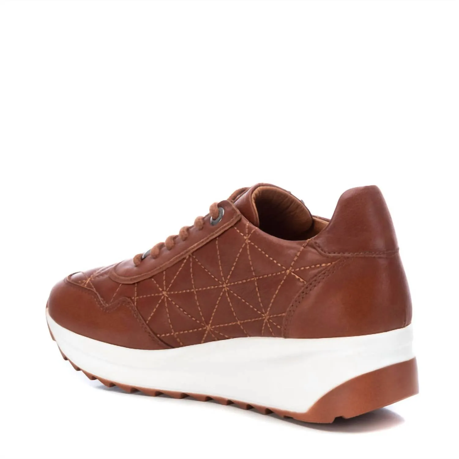 Women's Leather Sneakers In Camel
