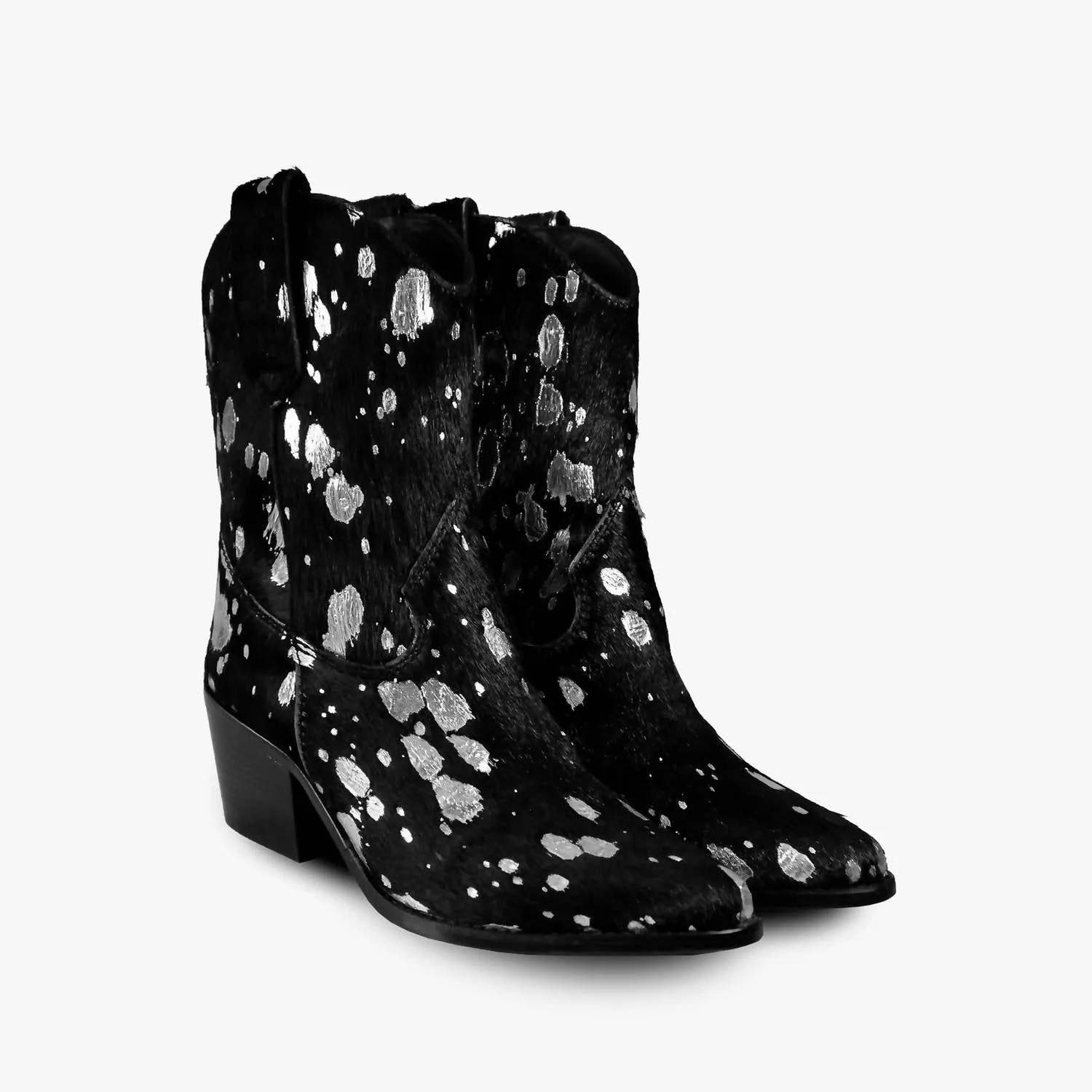 Women's Leather Western Calf Boots In Black