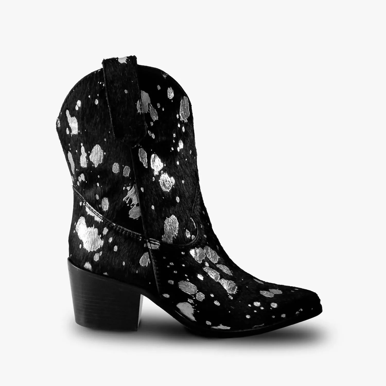 Women's Leather Western Calf Boots In Black