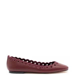 Women's Meghan Broderie Flat Shoes In Burgundy