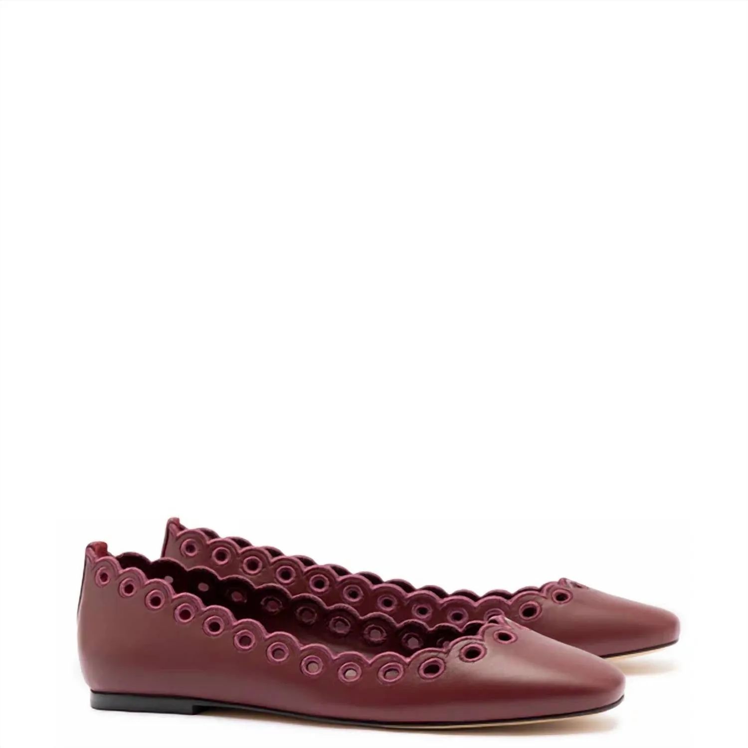 Women's Meghan Broderie Flat Shoes In Burgundy